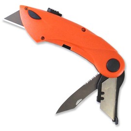 BLADE PRO 5-in-1 Folding Knife | Dual Blade with Smooth & Serrated Edges | Built-in LED Light & Extra Blade Storage | 6" (15.2 cm) Cutter Handle | Multi-functional Tool