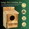 Owl Box for Outside - Spacious Bird House with Scratching