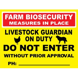 Farm Biosecurity Livestock Guardian On Duty Sign Metal Tin Sign12x16 Inches Caution Danger Safety Security Warning Notice Signs