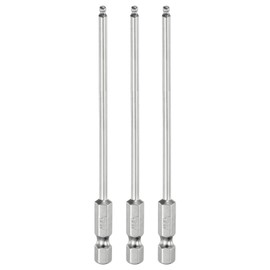 HARFINGTON 3pcs Ball End Hex Screwdriver Bit Set 2.5mm (H2.5) Size 1/4" Hex Shank 100mm (4") Long Magnetic Ball Head Bits S2 Steel Metric Screw Driver Bit