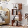 Furologee 5-Tier Bookshelf, S-Shaped Geometric Bookcase, Narrow Freestanding Display Shelves,