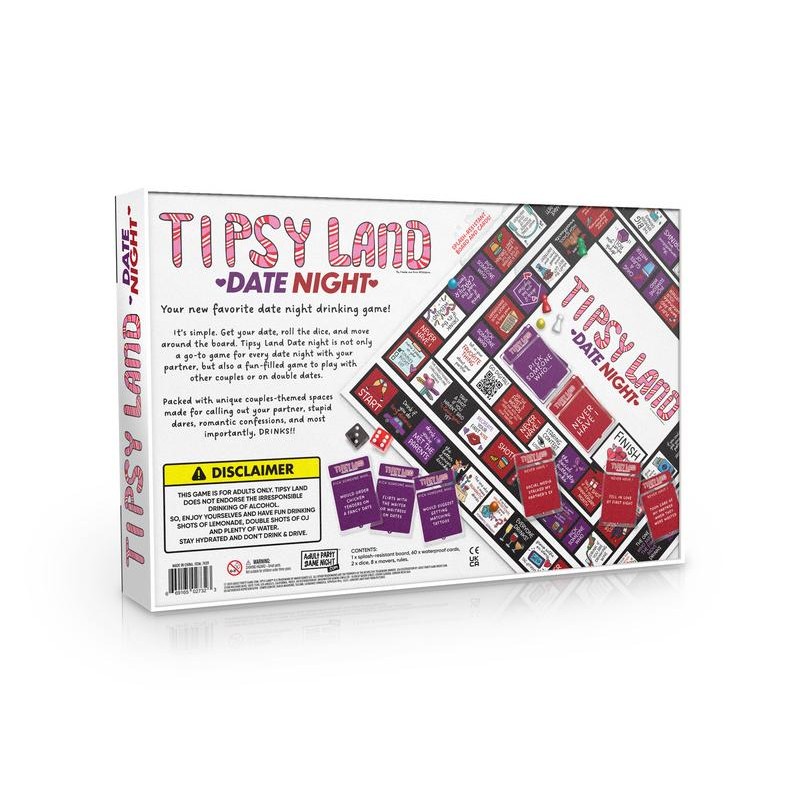 Tipsy Land Date Night Board Game - Fun Adult Drinking