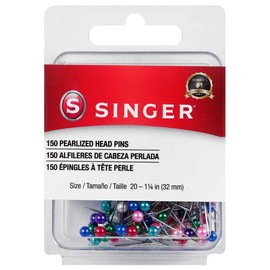 Singer 07050 - Pinzas Rectas con Cabeza perlada, tamaño 20, 150 Unidades, Multicolor