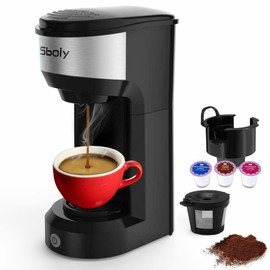 Sboly Upgrade Mini Single Serve Coffee Maker for K Cup Pods and Ground Coffee