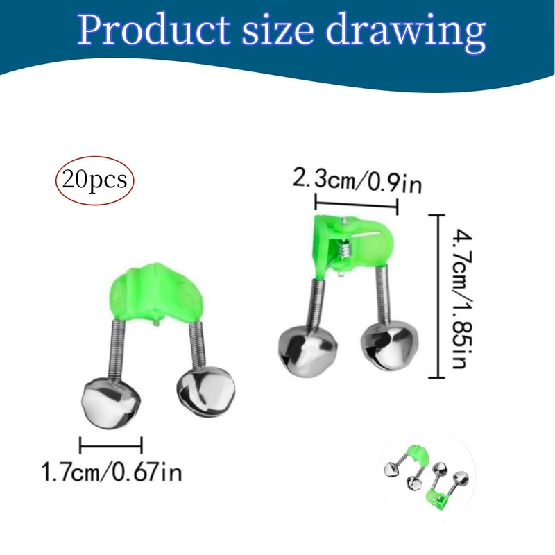20 Pcs Metal Dual Bells Bite Indicators Fishing Accessories for