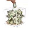 Clear Acrylic Money Box,Square Money Tin,Piggy Bank-Unopenable Savings Box