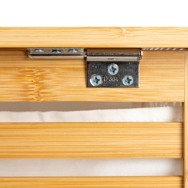 Household Essentials Bamboo and Cotton Double Laundry Sorter with Lid