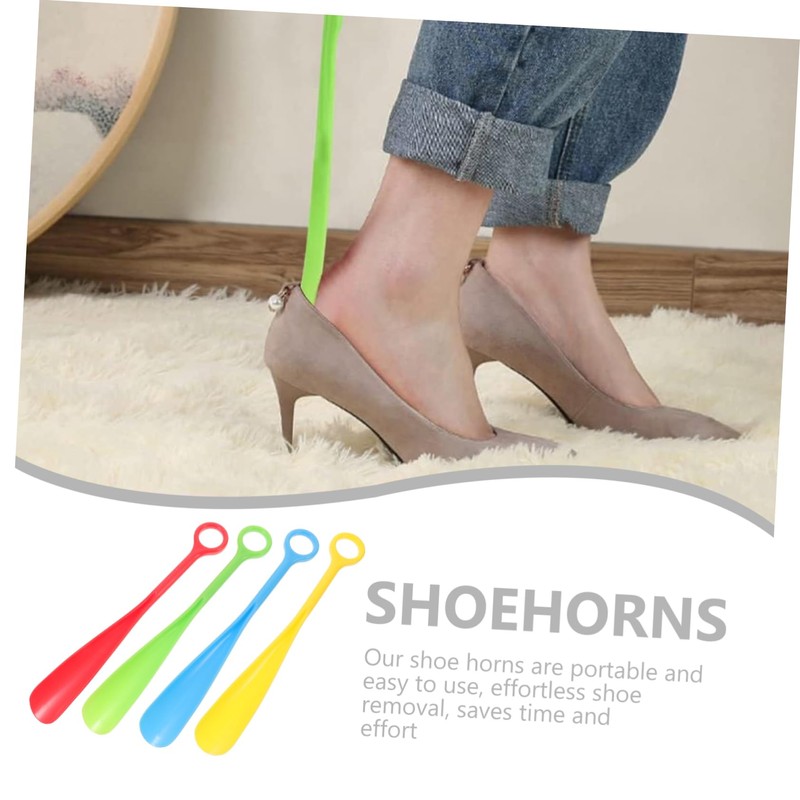 Baluue 6pcs Long Handle Shoe Horns Comfortable Grip Shoehorns for