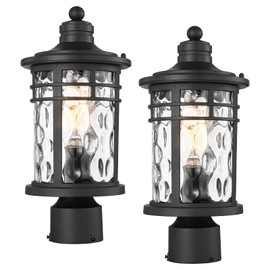 Darkaway Outdoor Post Lights Lamp Posts Outdoor Lighting, Aluminum Post Lights Outdoor Light Fixtures with Water Ripple Glass, Pole Light for Outside Patio Yard Garden