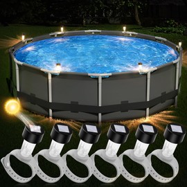 BITIWEND Pool Lights 6 Pack Solar Outdoor Lights for Framed Above Ground Pools, Waterproof Swimming Pool Accessories Light, Outdoor Yard Garden Pool Decoration Night Light