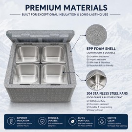 Insulated Food Pan Carrier,17Qt/16L Hot Box for Catering, Soup Warmers Commercial w/4 Stainless Steel Pans, Food Warmer for Restaurant, Canteen, Home