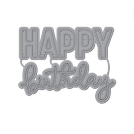 Happy Birthday Cutting Dies Words Letter Stencil Metal DIY Scapbooking Parper Card Metal Cutting Template Carbon Steel Silver Die-cuts Scrapbook Stencil Album Photo Paper Card Decorations