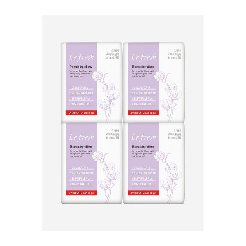 Organic 100% cotton cover vegan sanitary pad overnight 4 packs
