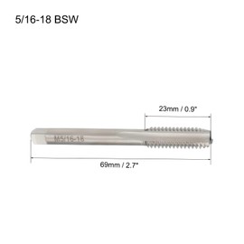 Boxonly Machine Tap BSW 5/16-18 Thread, for Drilling, Processing Through Holes or Shallow Holes, H2 High Speed Steel Screw Thread Taps Threading Tapping Tool Machinist Repair DIY Tool, 2pcs