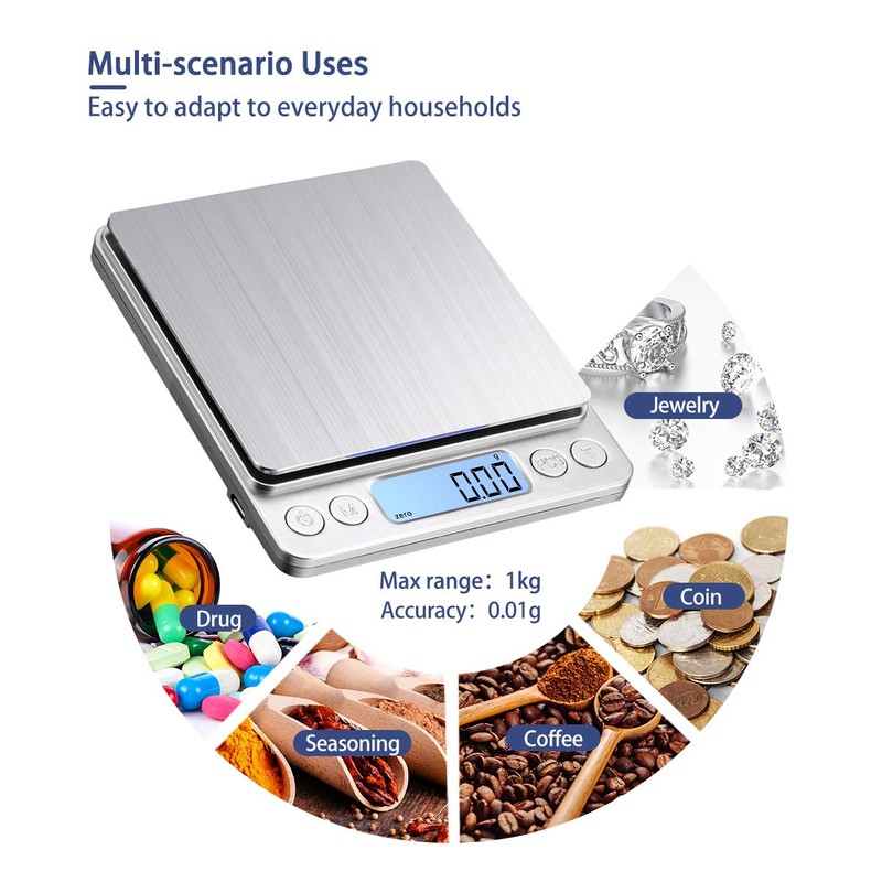 KUBEI Upgraded Large Range Small Kitchen Scale, USB Charging Mini