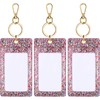 Weewooday 3 Pcs Glitter ID Badge Holder Bling ID Badge