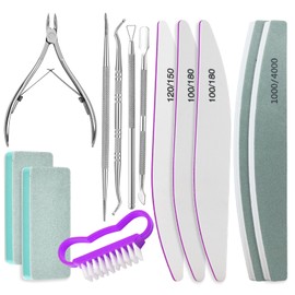 ESUOHYM Nail Prep Care Kit with Buffers and Files, Cuticle Nipper Clipper, Ingrown Toenail Corrector, Cuticle Pusher, Cuticle Peeler, Nail Lifter, Dust Brush, Manicure Pedicure Kit Salon Home