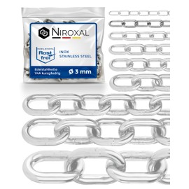 300-cm = 3-Meter 3-mm Thick Stainless Steel Chain V4A Short-Linked from NietFullThings on Piece Anchor Chain DIN 5685 DIN 766 3-m