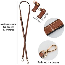 Amexo Shoulder Strap for Longchamp Mini Bag Women's Leather Shoulder Strap for Mini Bags Shoulder Strap for Bags Longchamp Adjustable Shoulder Strap with 2 Shoulder Strap Adapters (Black)