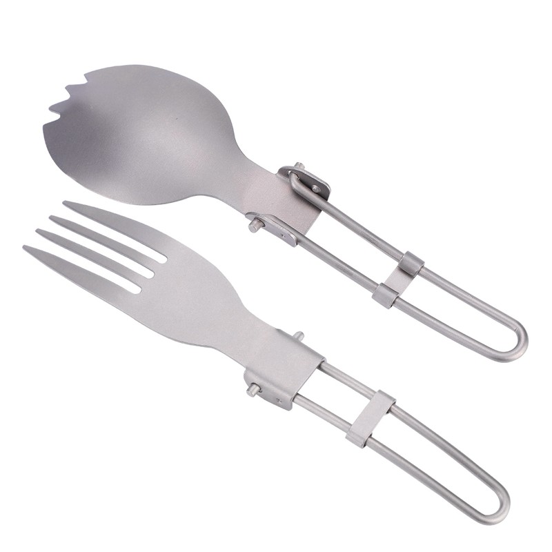 Portable Folding Titanium Spork Fork Outdoor Camping Cutlery Travel Tableware(Fork