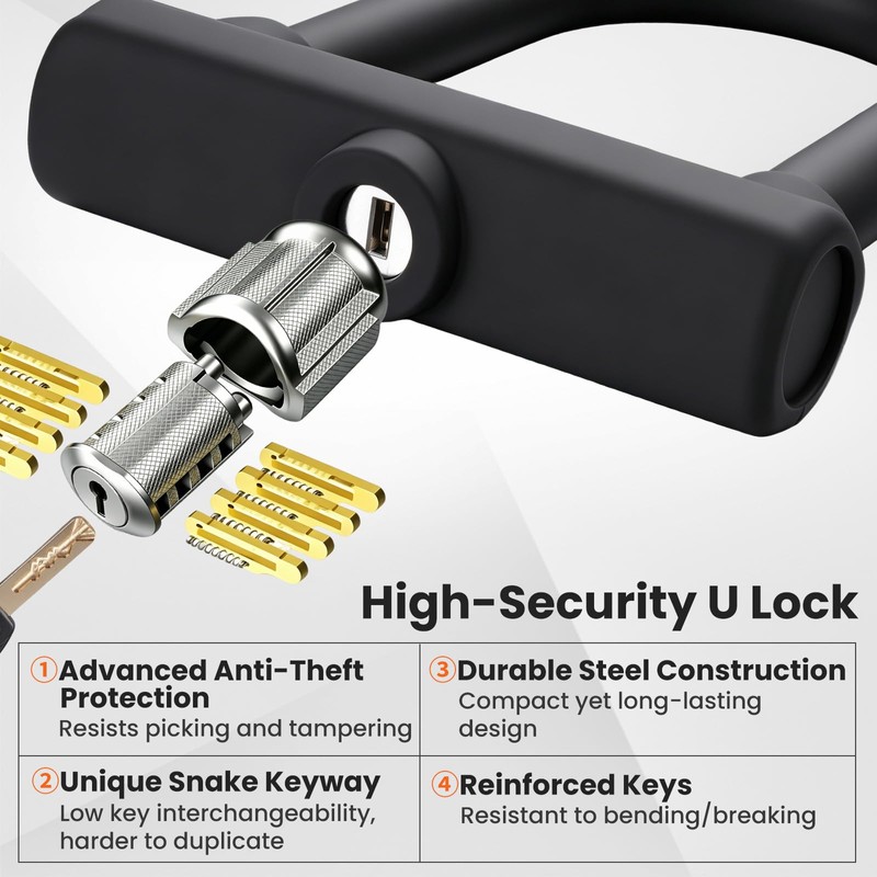 Febabilo Bike Locks Heavy Duty Anti Theft with 6ft Cable,18mm