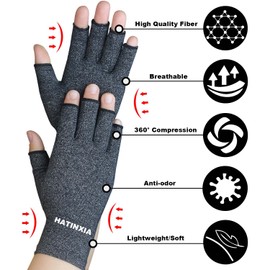 2 Pairs Arthritis Gloves for Women for Pain, Hand Compression Gloves for Carpal Tunnel, Rheumatoid, Tendonitis, Fingerless Gloves for Arthritis Pains, RSI, Typing for Men (Black + Black, M)