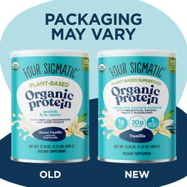 Four Sigmatic Organic Vegan Protein – Sweet Vanilla with Lion’s Mane, Chaga & Cordyceps for Brain & Immune Support. Clean, Plant-Based Protein.