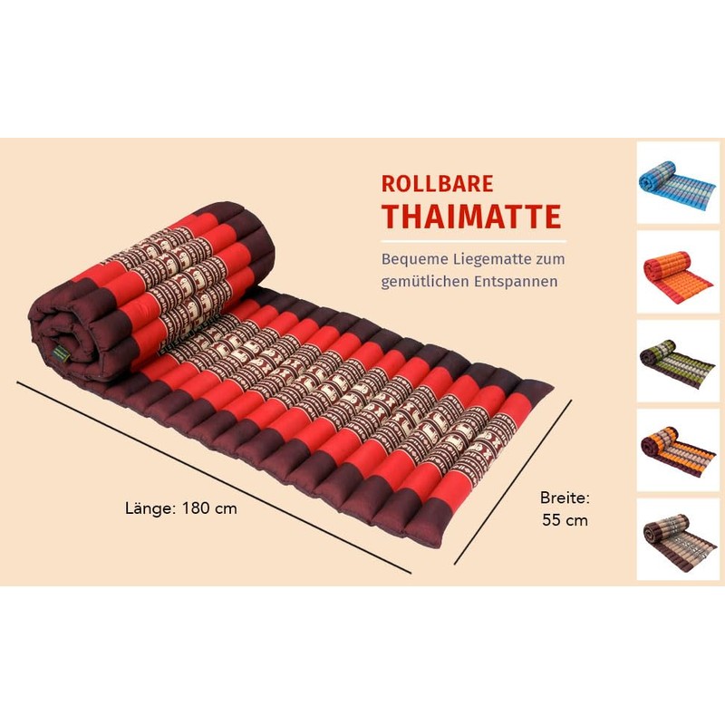 GURU SHOP Rollable Thai Mat, Floor Mat with Kapok Filling