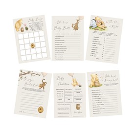 Vintage Winnie Baby Shower Games Bundle For 20 Guests Classic Gender Neutral Bingo Card Pooh Party Game First Birthday Supplies