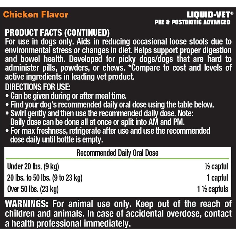 Liquid-Vet K9 Pre & PostBiotic Advanced (Chicken, 8oz/2Pack)