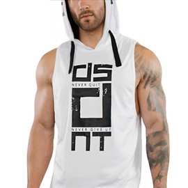 Lingt Chic Men's Sports Fitness Vest for Outdoor Running and Training, Sleeveless Hooded Loose Fit Tank Top