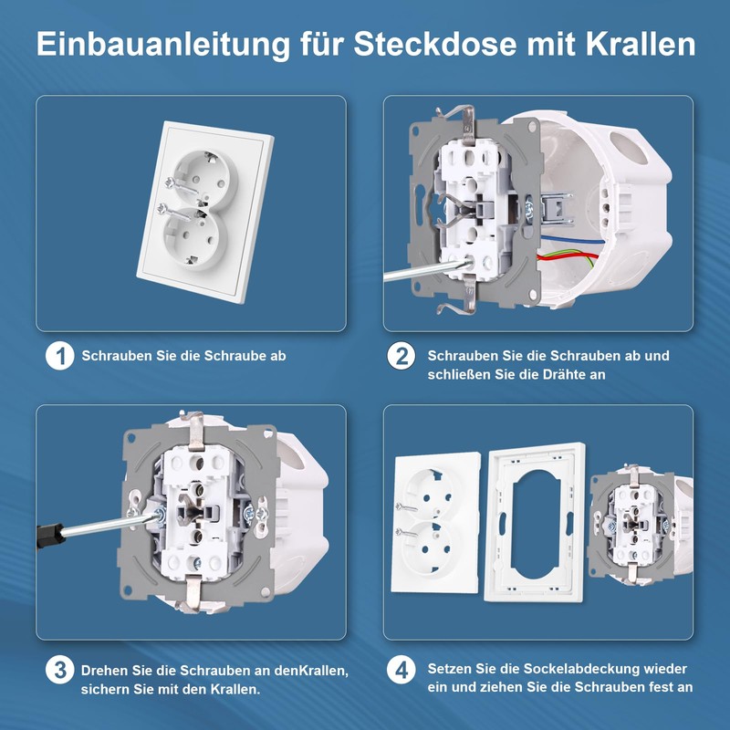 CNBINGO Double Socket Flush-Mounted White Double Socket Wall Socket with