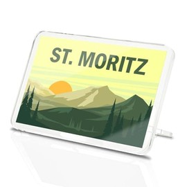 Classic Rectangle Magnet with Stand - St Moritz Switzerland Mountains Travel - Fridge Locker Office Whiteboard Toolbox #58904