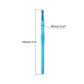 uxcell Aluminum Crochet Hook 7mm Knitting Needles for DIY Craft Yarn Blue 6Pcs