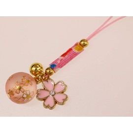 Matsumi Kogei Nettsuke, Made in Japan, 0.4 x 0.6 x 3.5 inches (1 x 1.5 x 9 cm), Gold Brocade, Cherry Blossom Ball, Small, Pink