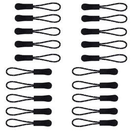 Urmspst 20PCS Zipper Pulls, Durable Nylon Cord Extension Zipper Tabs, Zip Fixer Cord Replacement for Backpacks, Jackets, Boots, Suitcase Luggage, Purses, Handbags, (Black-White)
