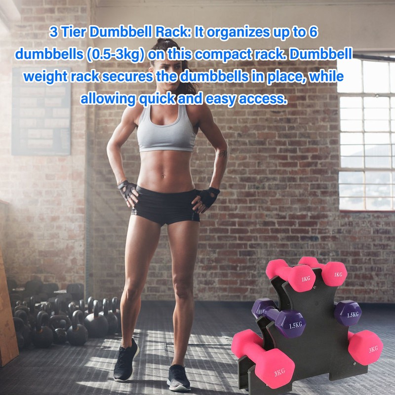 Dumbbell Weight Rack Compact 3 Tier Dumbbell Rack Stand for