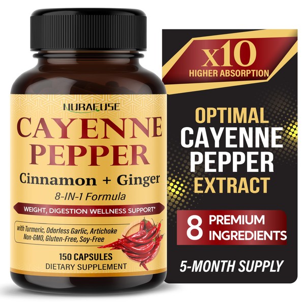 Cayenne Pepper 8-in-1 Formula - with Cinnamon, Ginger Turmeric, Odorless