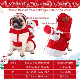 Aliceset 5 Pcs Christmas Dog Costume Set Include Dog Santa Claus Clothes and Xmas Pet Sock Running Santa Claus Riding on PET Cosplay Costumes for Dog Cat Holiday Dressing up Supplies (Medium)