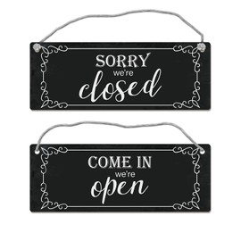 Come in we're open - Sorry we're closed reversible sign with cord