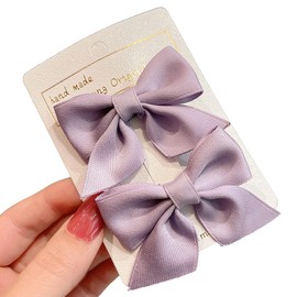Pack of 2 Bow Hair Clips, Hair Clips Hair Bows Girls Non-Slip Crocodile Hair Clips Hair Accessories Fashion Girls Hair Accessories Women Christmas Wedding Birthday (Purple)