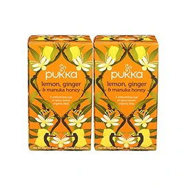 Pukka Herbal Teas Tea - Organic - Lemon Ginger and Manuka Honey - 20 Bags - Pack of 2