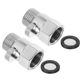 QUARKZMAN Wasserflussregelventil, 2 Stück Duschkopfabschaltventil, Messing-Wasserdruckregler für Duschkopf oder Bidetspray (Silber)