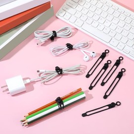 40 Bridas de Silicona para Cables Lazos de Cordón de Correa de Soporte Reutilizable Correas de Cable Ajustables Organizador de Cable de Carga Multipropósito para Sujetar Cables de Carga