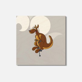 Unbranded Funny Kangaroo Jumping Animal 4'' X 4'' Square Wooden Coaster
