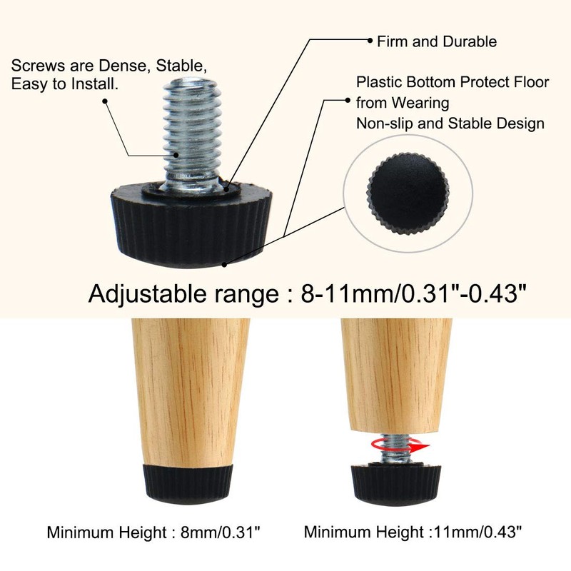 sourcing map Adjustable Levelling Feet M6 x 10 x 16