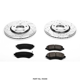 Power Stop K5244 Front Z23 Carbon Fiber Brake Pads with Drilled & Slotted Brake Rotors Kit
