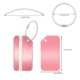 DRADERCH Pack of 10 Aluminium Suitcase Tags, Travel Luggage Tags, Metal Suitcase Tags with Address Tag, Name Plate, ID Tag, Waterproof with Stainless Steel Cable for Travel Bag, Bag