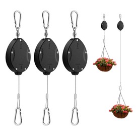 Lythor Retractable Plant Hanger with Pulley System - Adjustable 63Inch Stainless Steel Rope Plant Hooks for Pots Watering, Bird Feeding & Storage | 33lbs Max Load, Rustproof Indoor/Outdoor Use