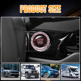 QZTYTY 2PCS Car Engine Start Stop Decoration Ring, Car Start Button Cover, Push to Start Button Start Engine Ring, Car Accessories Push Start Button Ignition Ring Sticker for Women (Pink, 2PCS)